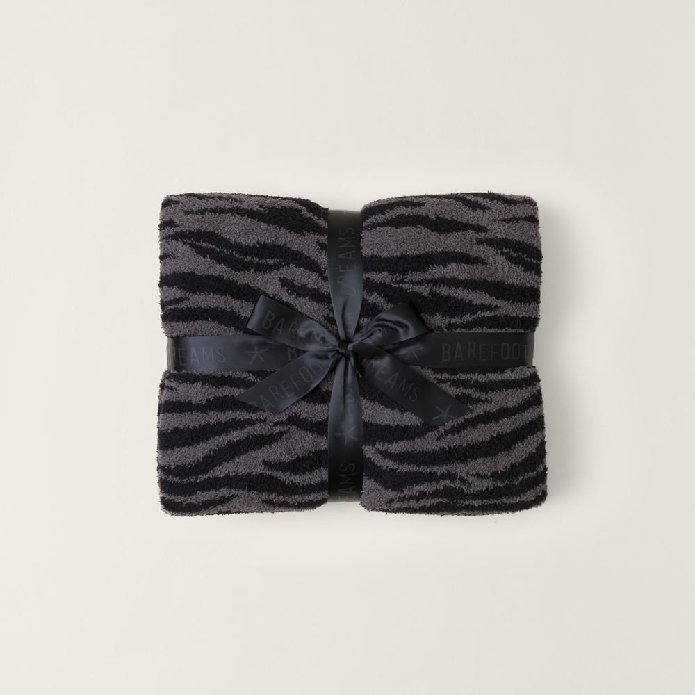 Barefoot Dreams CozyChic Tiger Print Blanket - 45" x 60" - Cocoa/Black